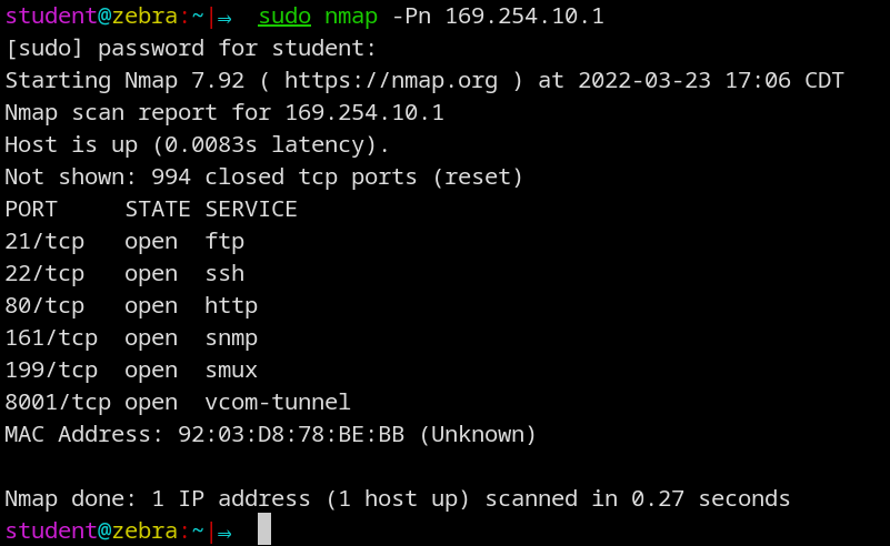 nmap scan results show SSH is open